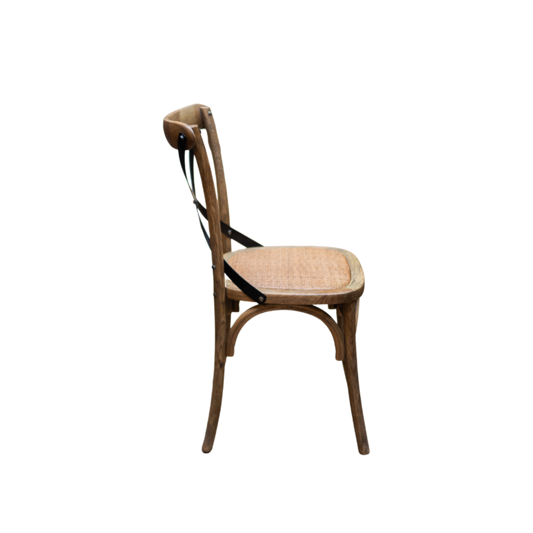 Porto Oak Metal Cross Chair with Rattan Seat image 1